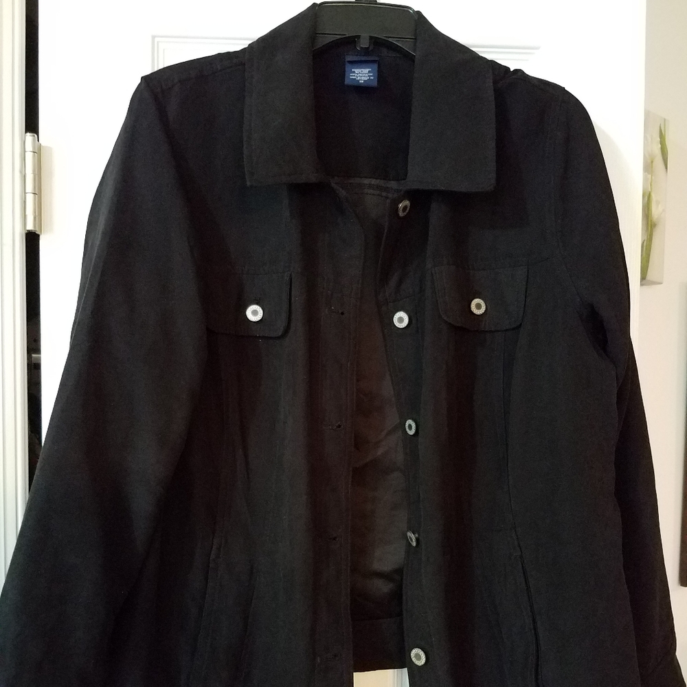 Black suede like jean jacket